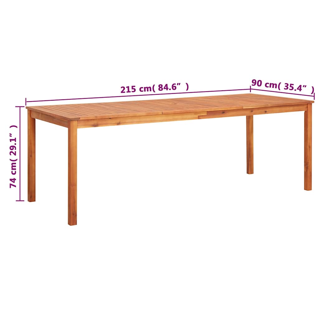 45963 vidaXL Garden Table 215x90x74 cm Solid Acacia Wood