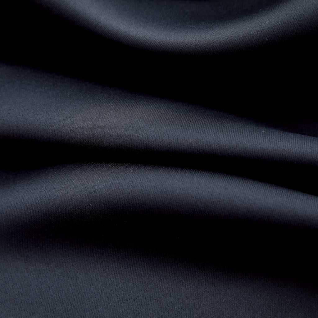 Blackout Curtains with Metal Rings 2 pcs Black 140x245 cm