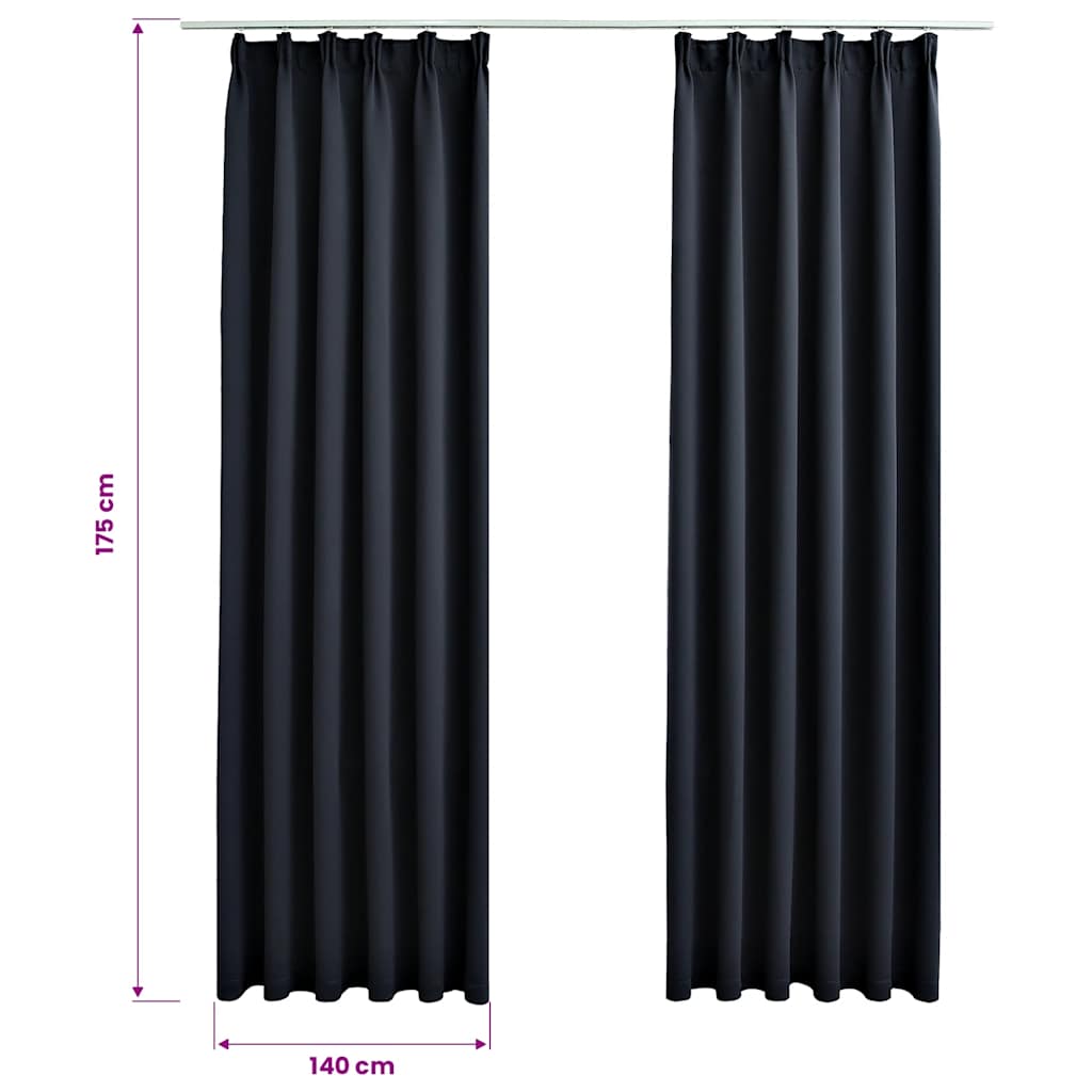 Blackout Curtains with Hooks 2 pcs Anthracite 140x175 cm