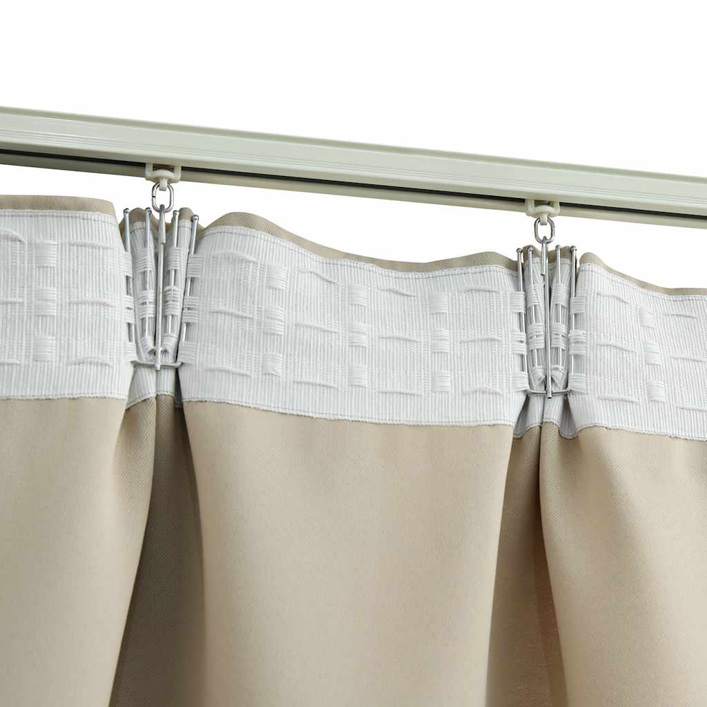 Blackout Curtains with Hooks 2 pcs Beige 140x225 cm