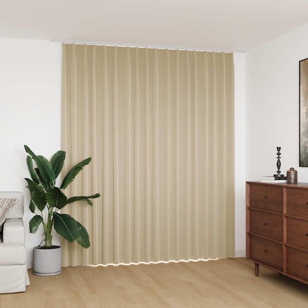 Blackout Curtain with Hooks Beige 290x245 cm