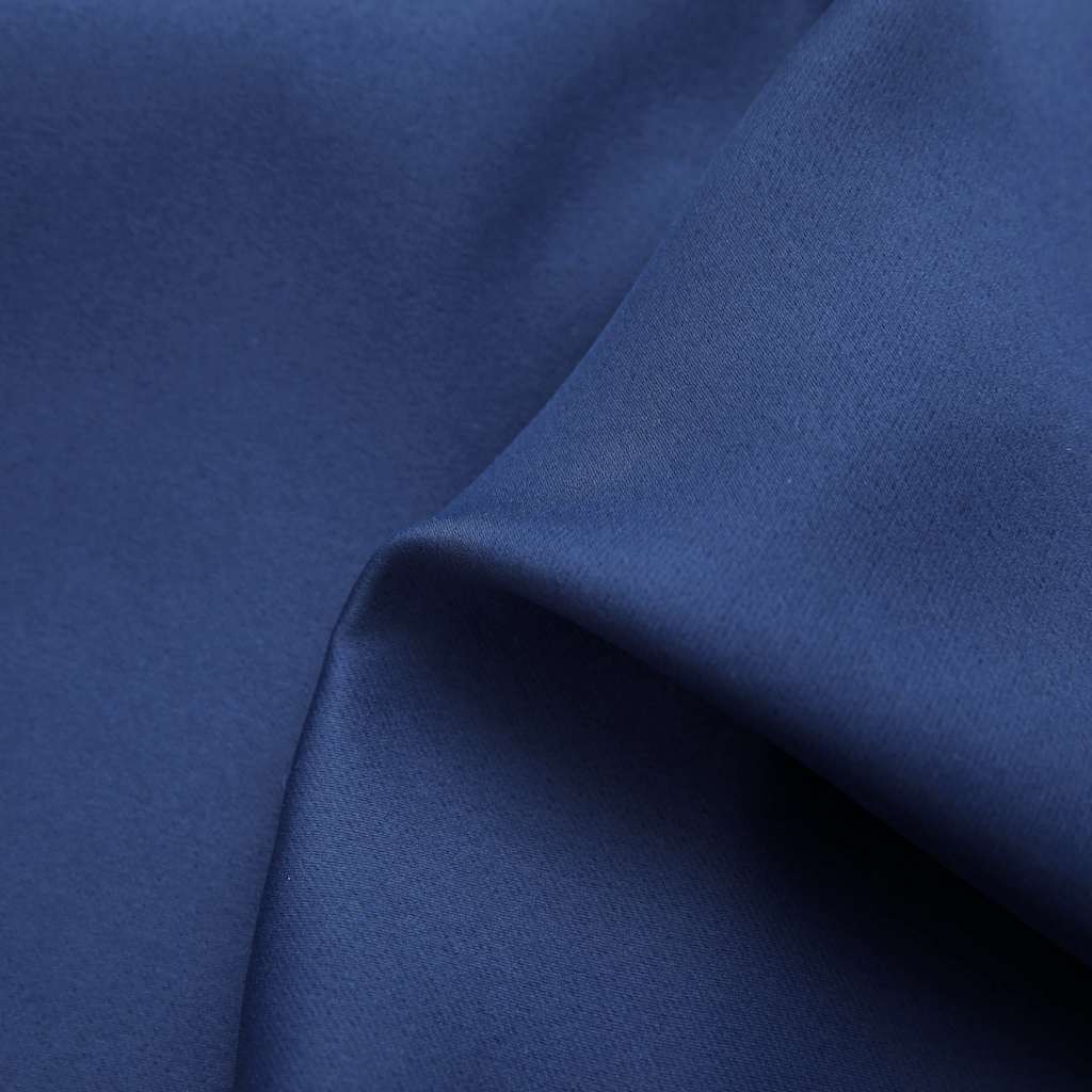 Blackout Curtains with Metal Rings 2 pcs Blue 140x225 cm
