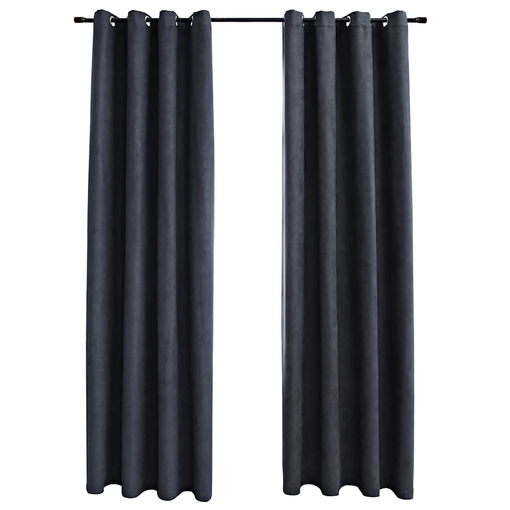 Blackout Curtains with Metal Rings 2 pcs Anthracite 140x245 cm