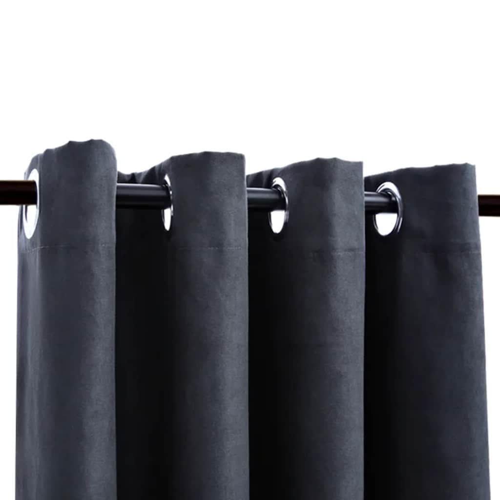 Blackout Curtains with Metal Rings 2 pcs Anthracite 140x245 cm