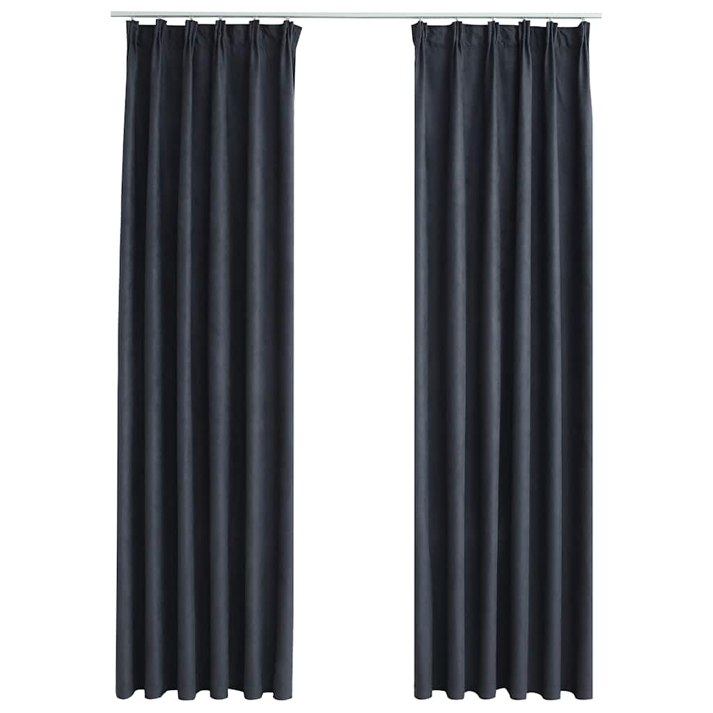 Blackout Curtains with Hooks 2 pcs Anthracite 140x175 cm