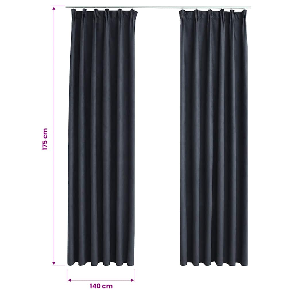 Blackout Curtains with Hooks 2 pcs Anthracite 140x175 cm