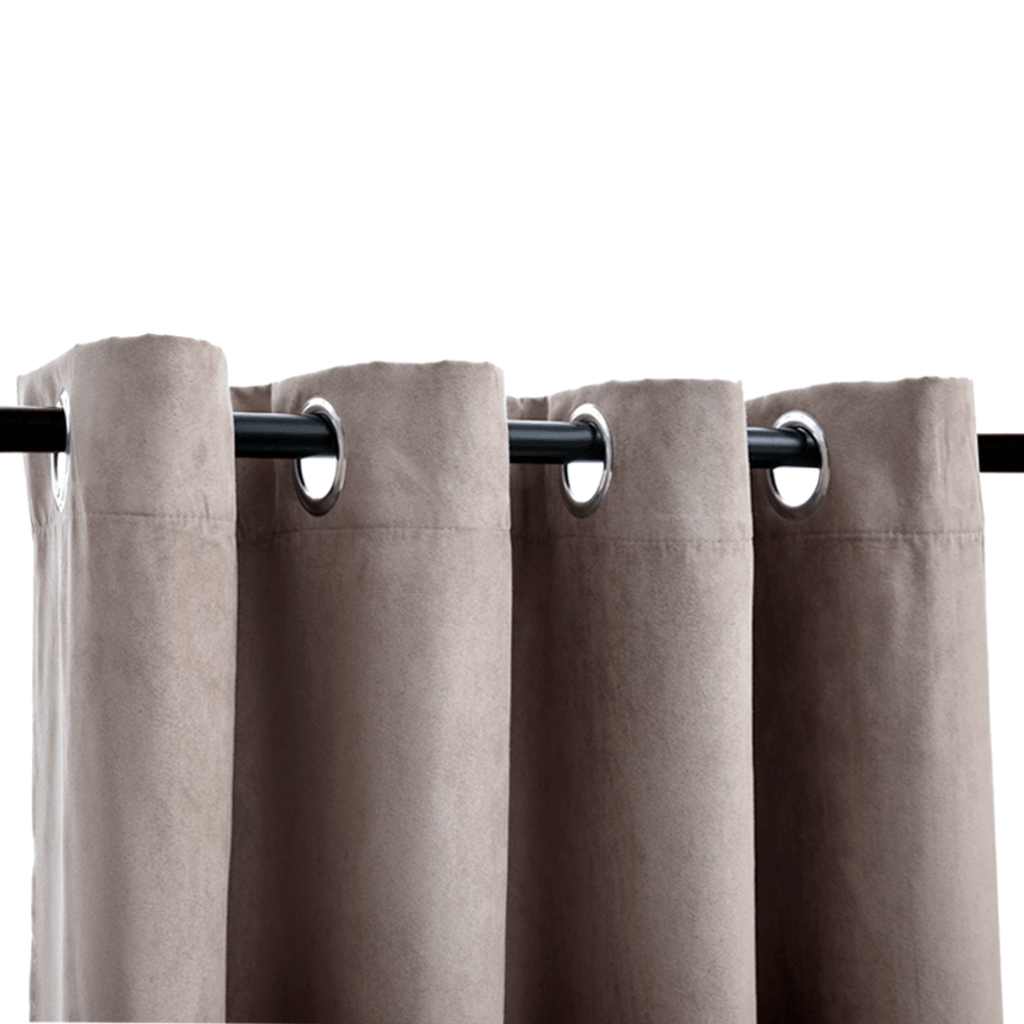 Blackout Curtains with Metal Rings 2 pcs Taupe 140x245 cm
