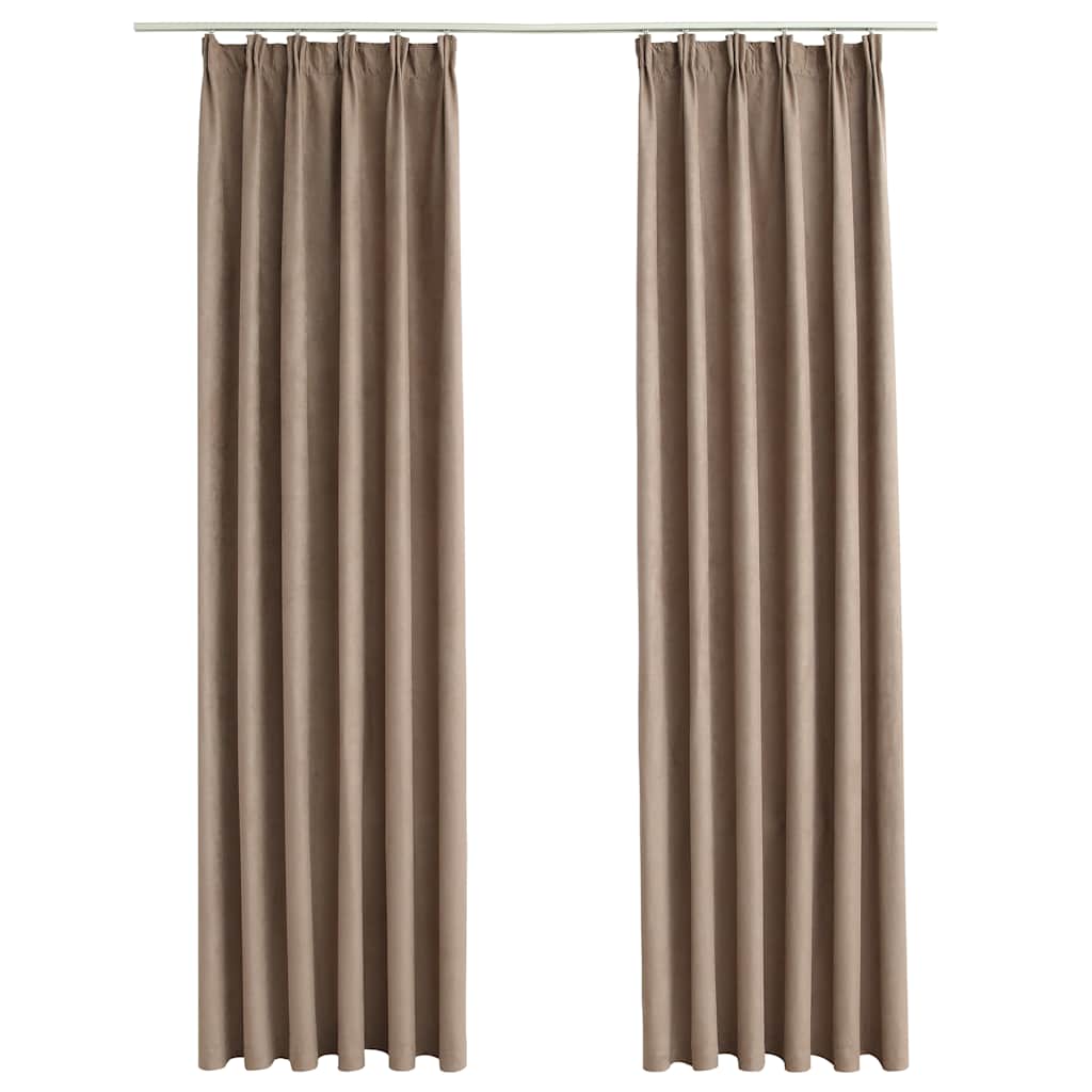 Blackout Curtains with Hooks 2 pcs Taupe 140x175 cm