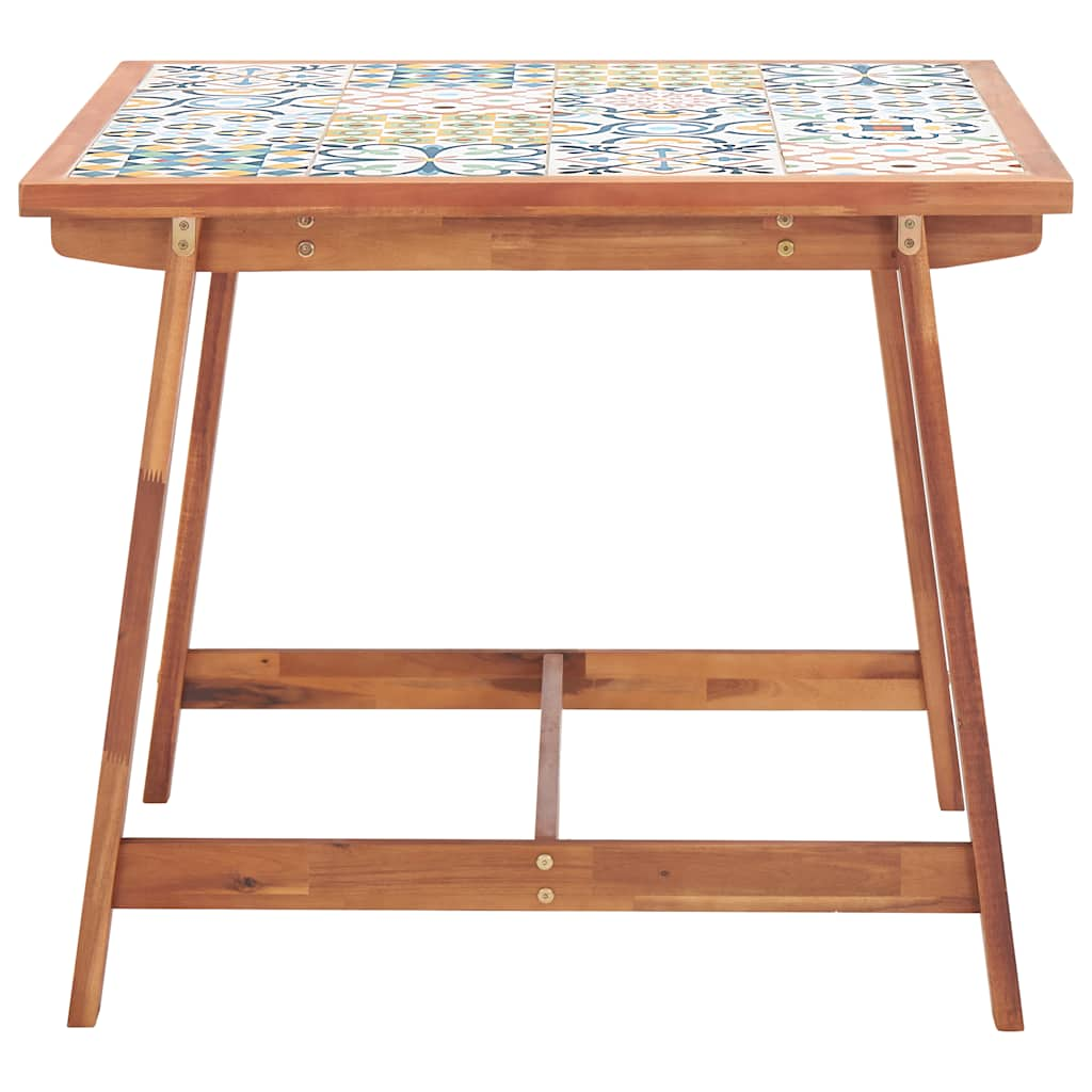 vidaXL Garden Dining Table 88x88x75 cm Tile Top and Solid Acacia Wood