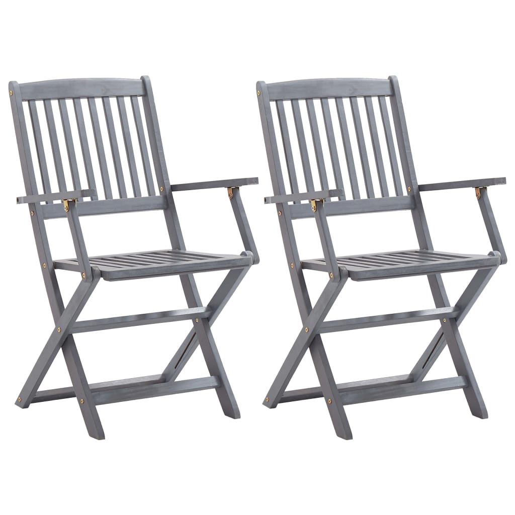 vidaXL Folding Outdoor Chairs 2 pcs Solid Acacia Wood