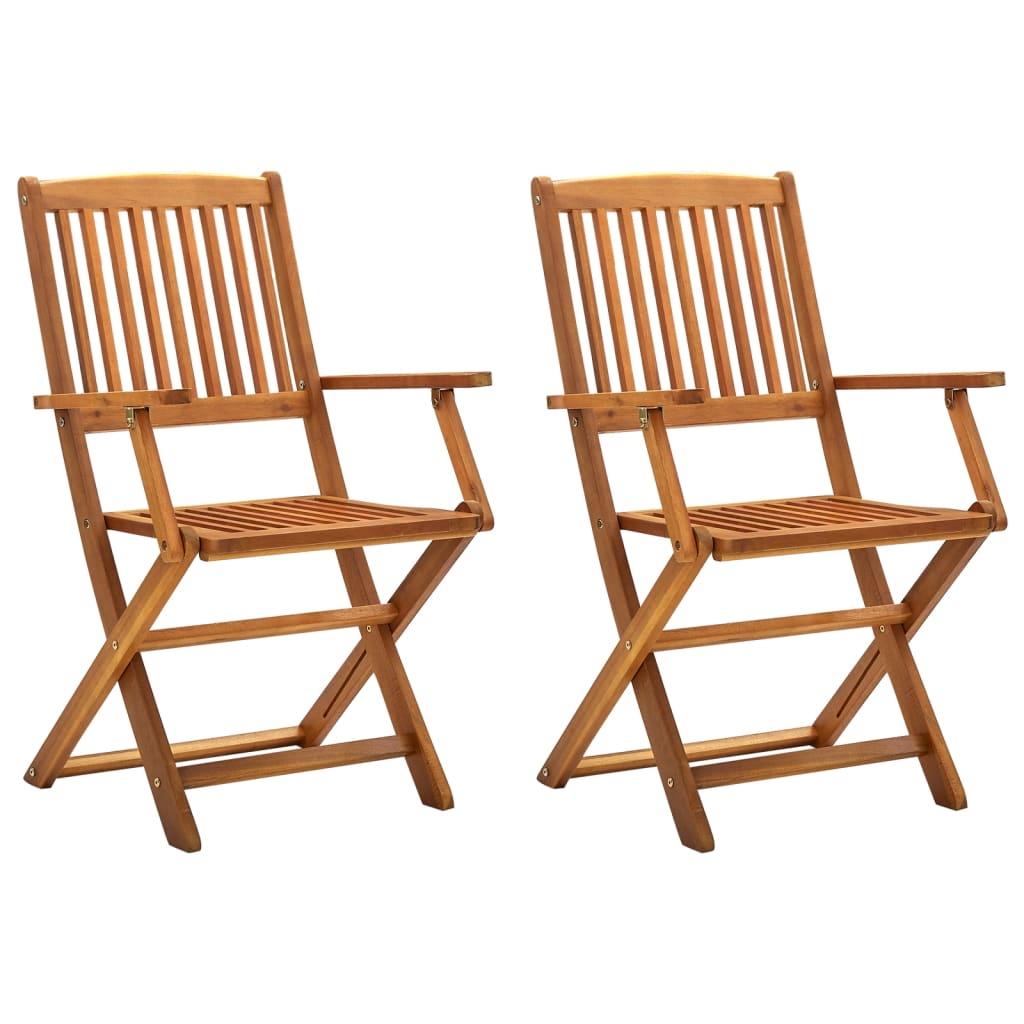 vidaXL Folding Outdoor Chairs 2 pcs Solid Acacia Wood