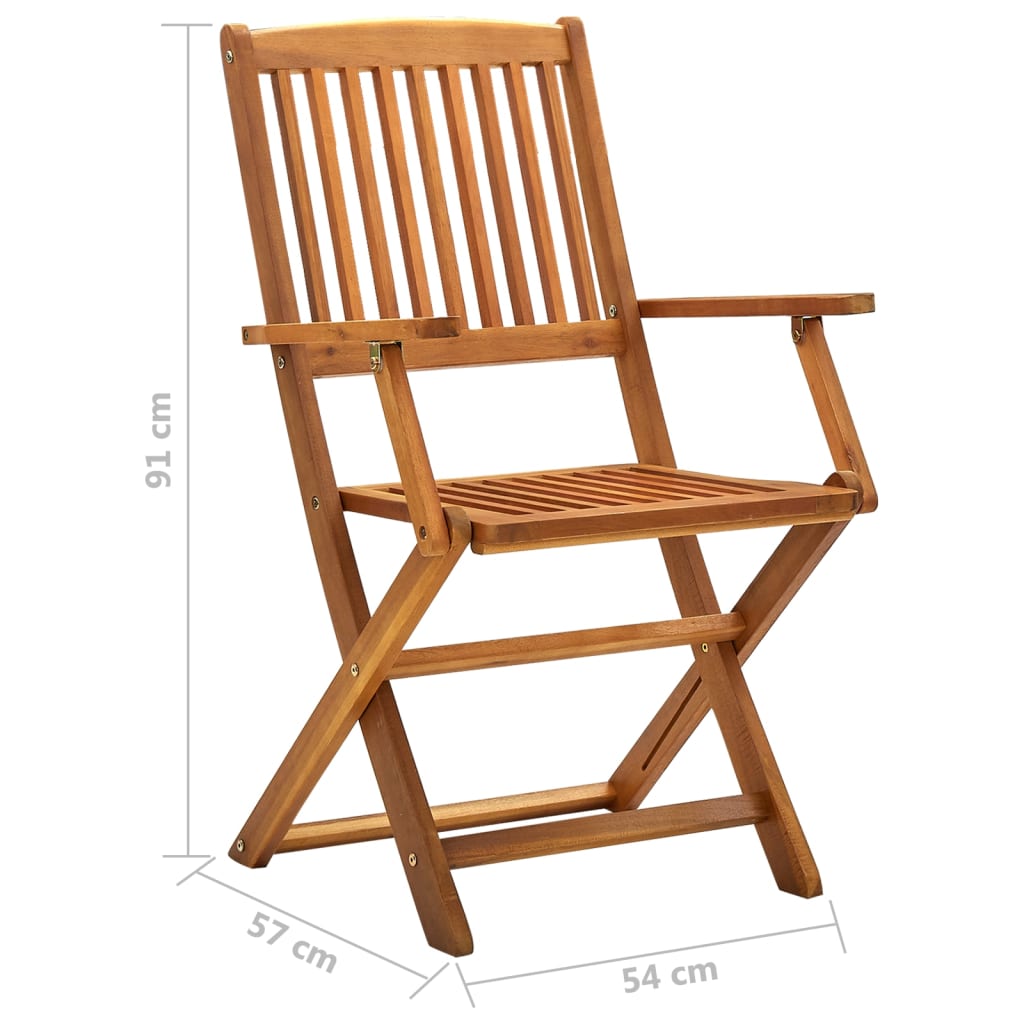 vidaXL Folding Outdoor Chairs 2 pcs Solid Acacia Wood