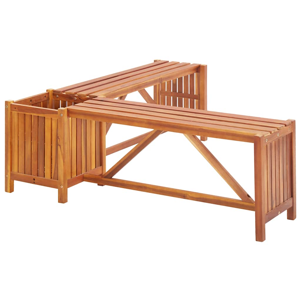 Banc d'angle de jardin avec jardinière 117x117x40cm Bois d'acacia massif