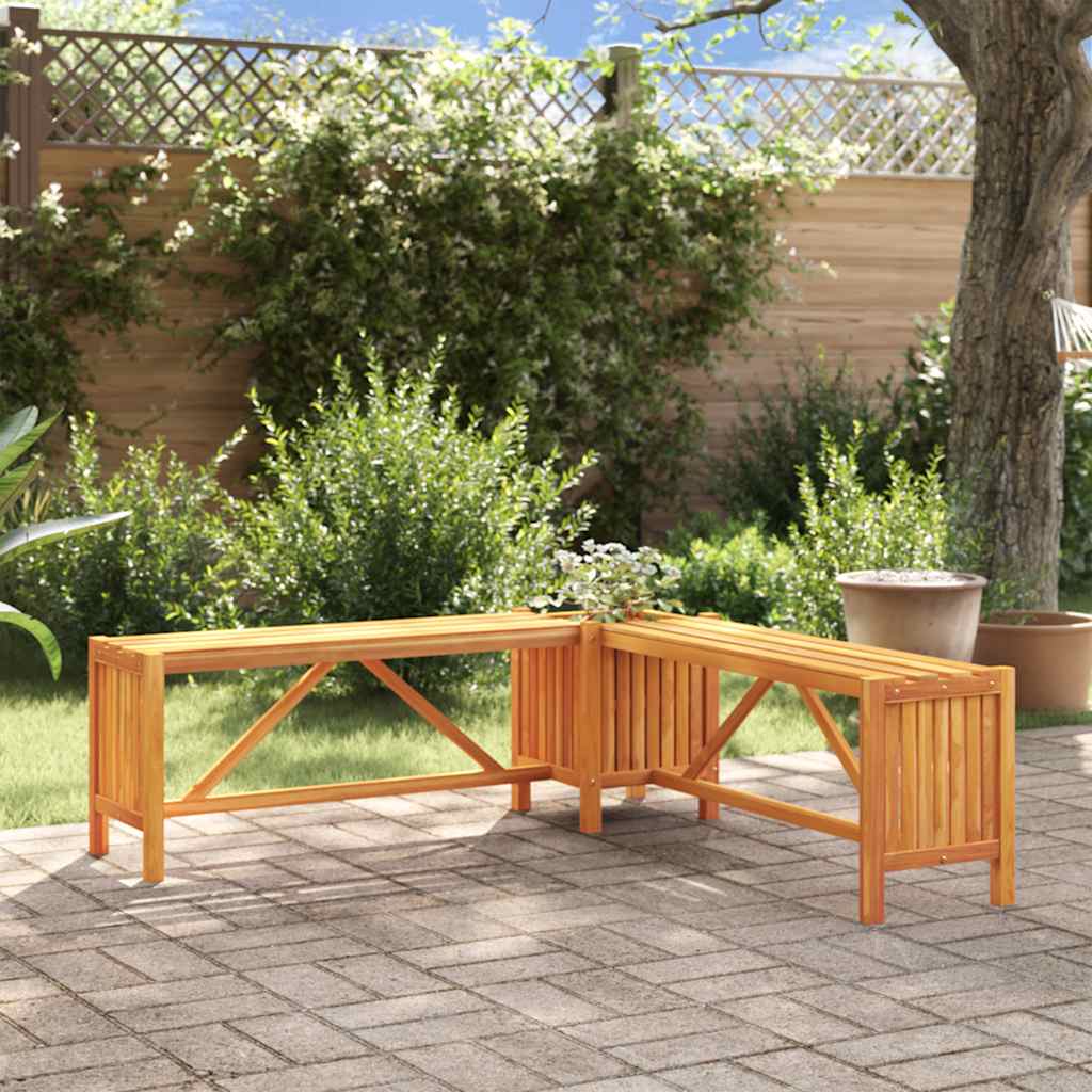 Banc d'angle de jardin avec jardinière 117x117x40cm Bois d'acacia massif