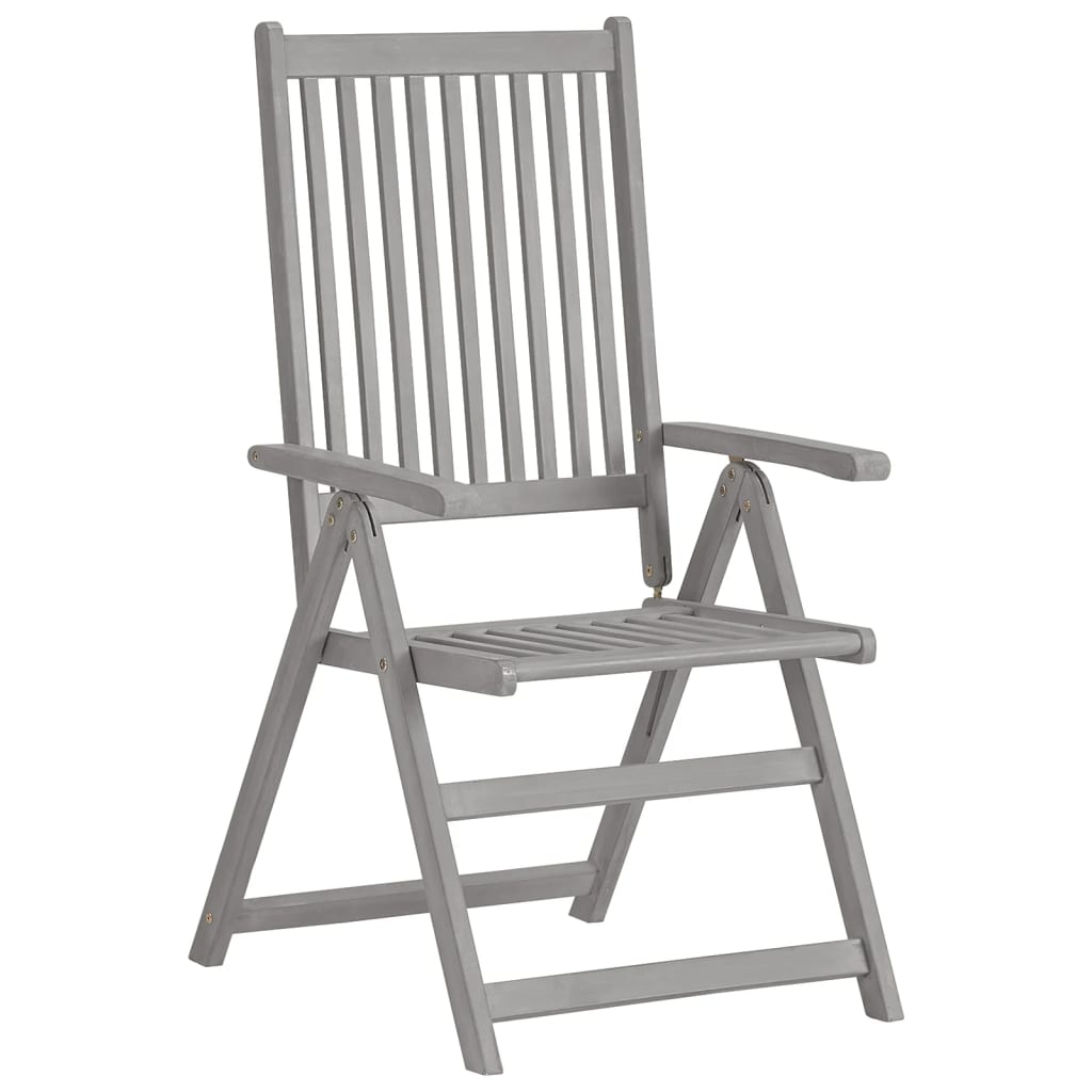 Garden Chair | Set of 2 | Grey | Solid Acacia Wood | Standard | Foldable