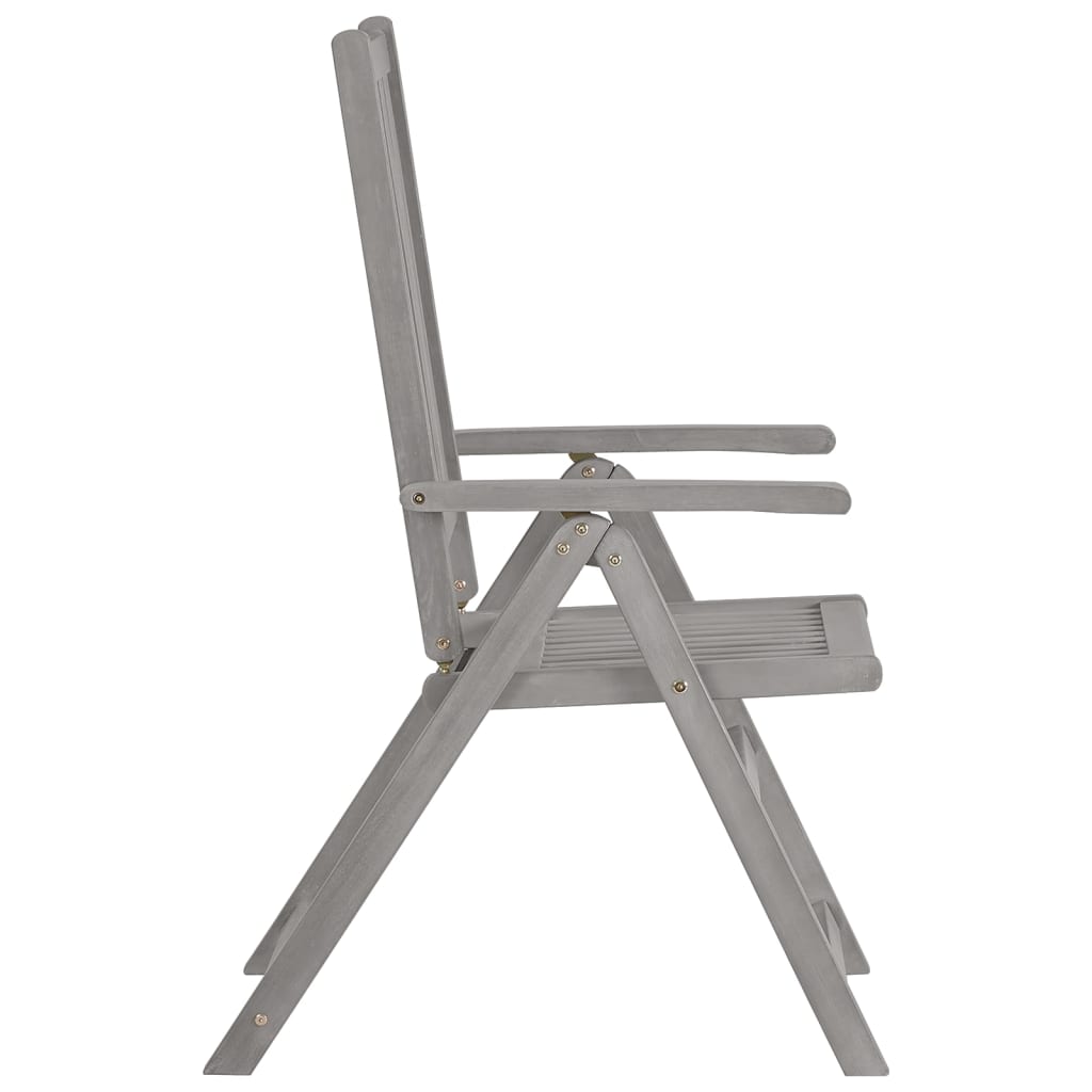 Garden Chair | Set of 2 | Grey | Solid Acacia Wood | Standard | Foldable