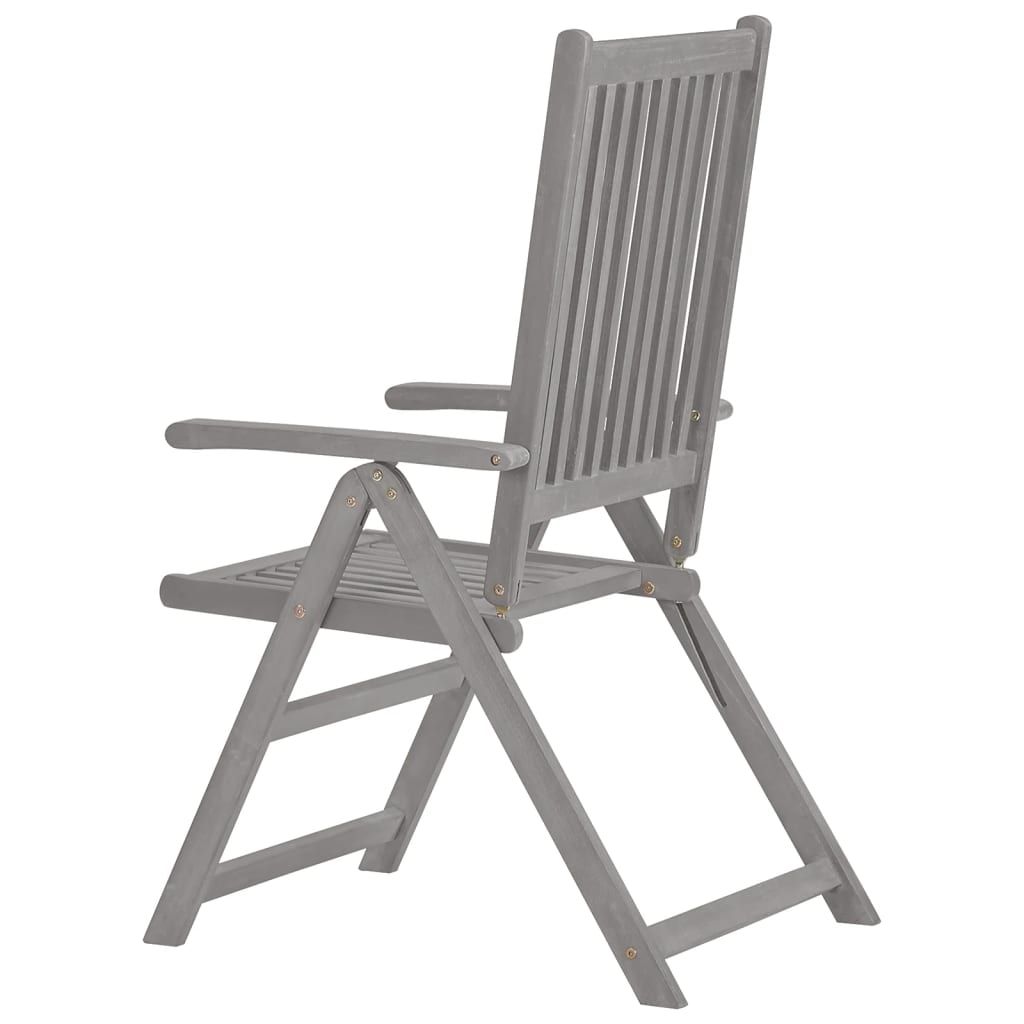 Garden Chair | Set of 2 | Grey | Solid Acacia Wood | Standard | Foldable