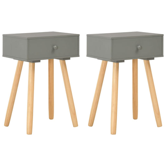 vidaXL Bedside Tables 2 pcs Grey Solid Pinewood