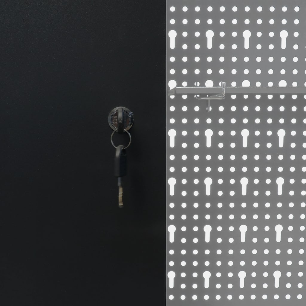 vidaXL Wall Mounted Tool Cabinet Industrial Style Metal Grey and Black