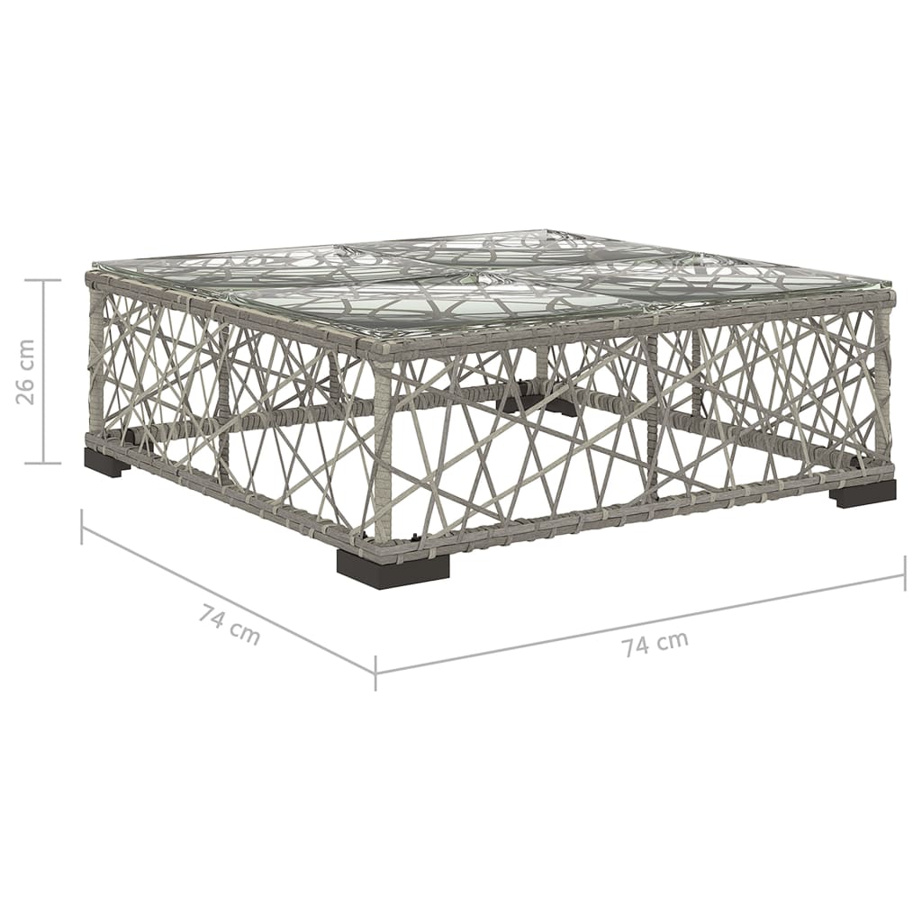 Garden Lounge Set | Grey | PE Rattan, Powder-Coated Steel, Tempered Glass