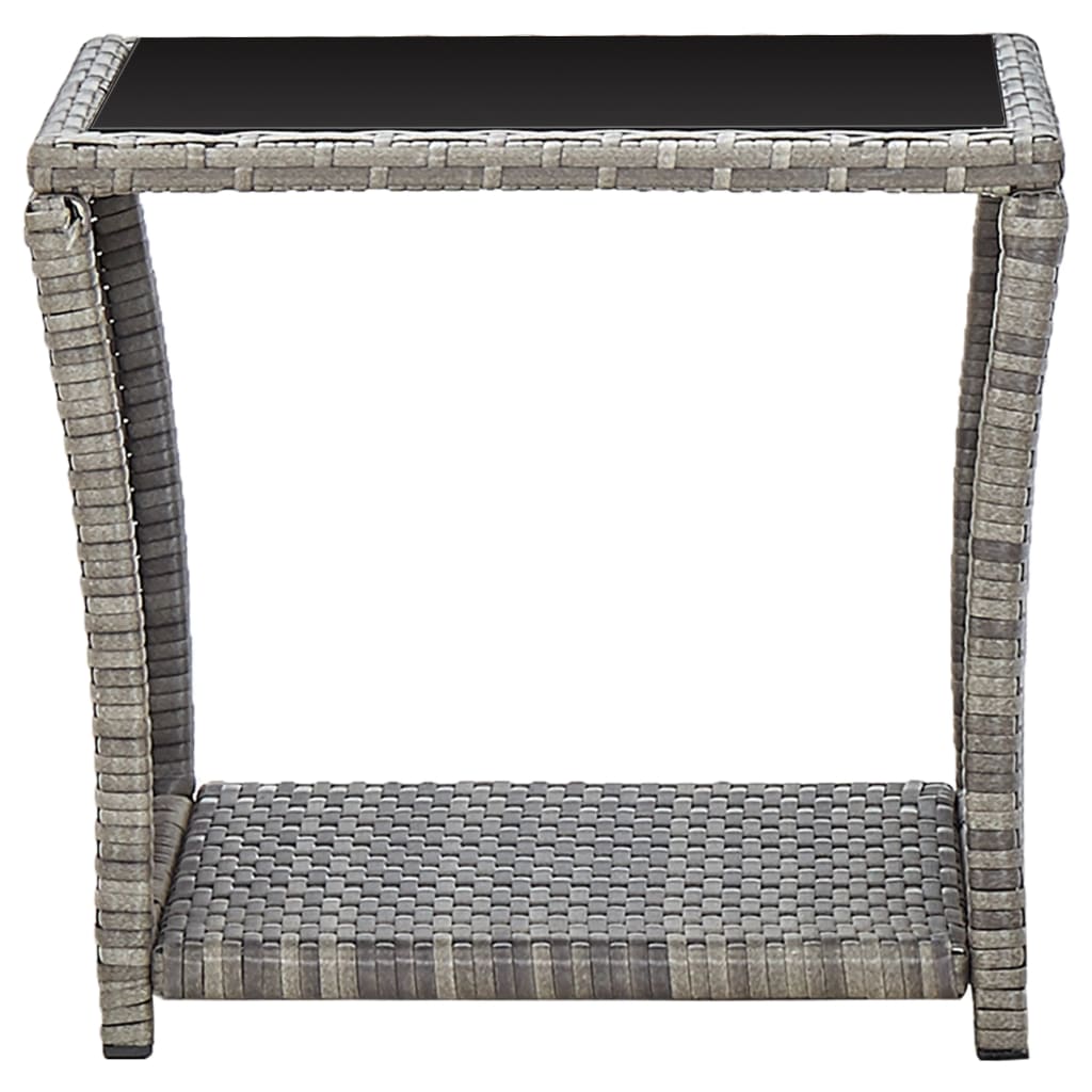 vidaXL Coffee Table Grey 45x45x40 cm Poly Rattan and Glass