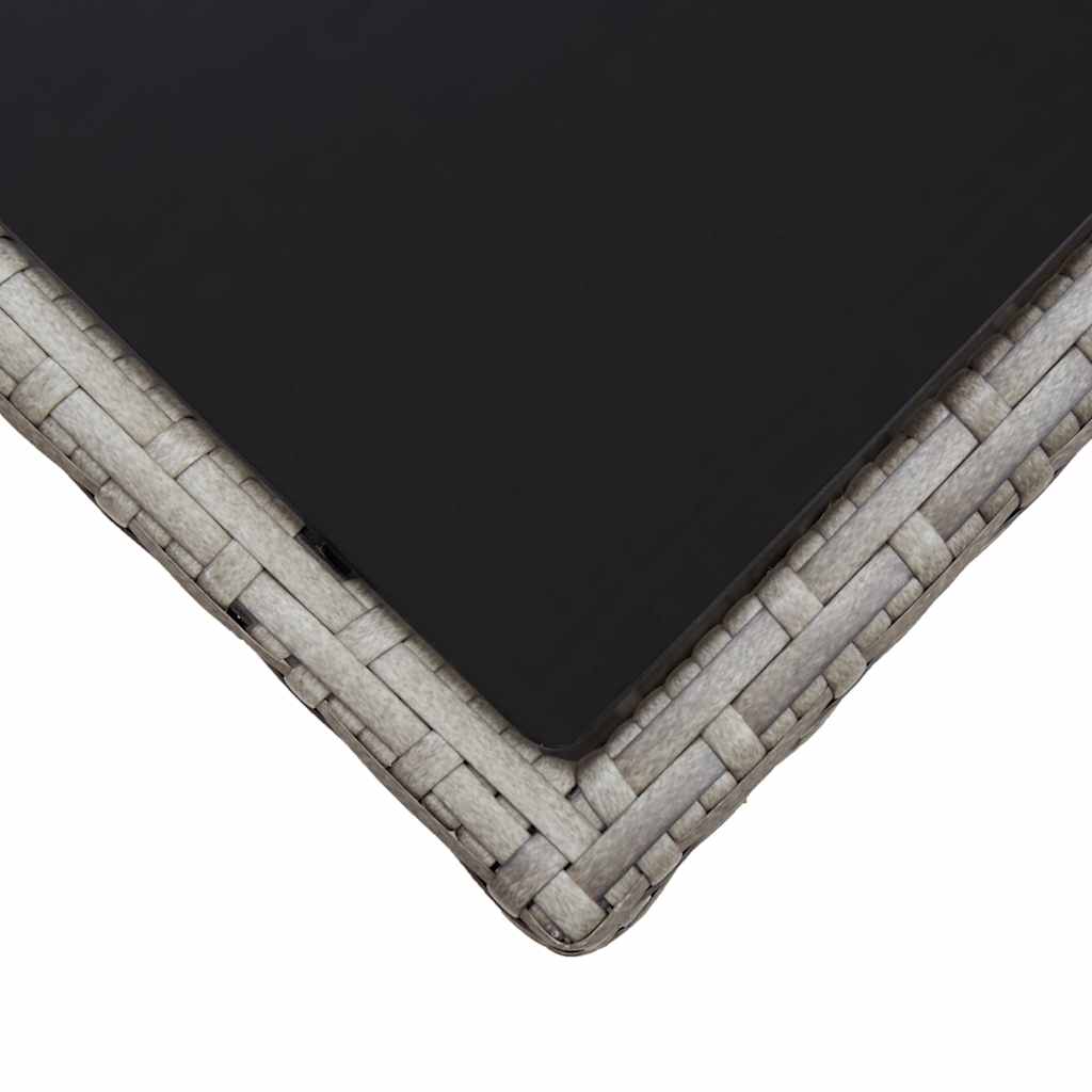46068 vidaXL Coffee Table Grey 45x45x40 cm Poly Rattan and Glass