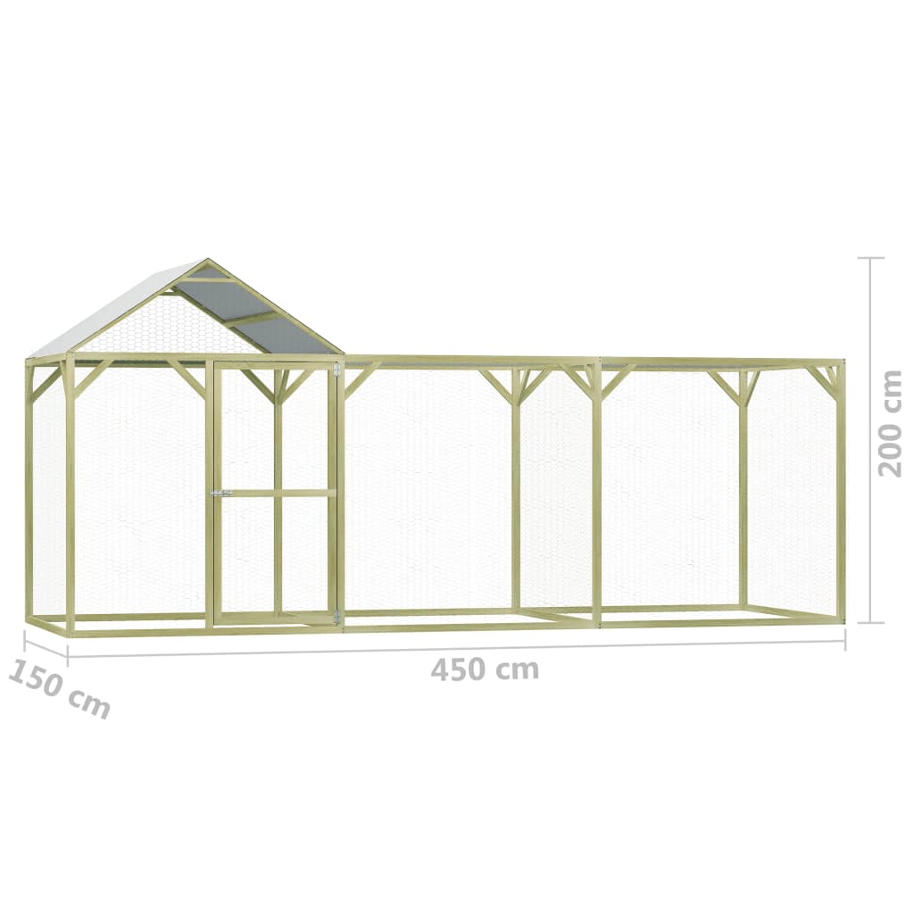 vidaXL Chicken Cage 4.5x1.5x2 m Impregnated Pinewood