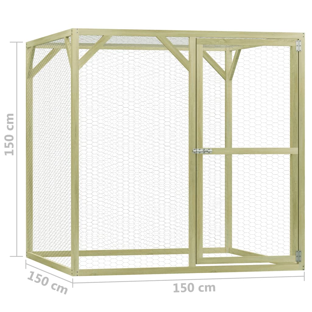 vidaXL Chicken Cage 1.5x1.5x1.5 m Impregnated Pinewood