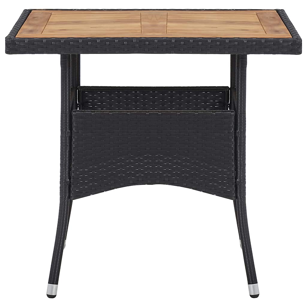 46171 vidaXL Outdoor Dining Table Black Poly Rattan and Solid Acacia Wood
