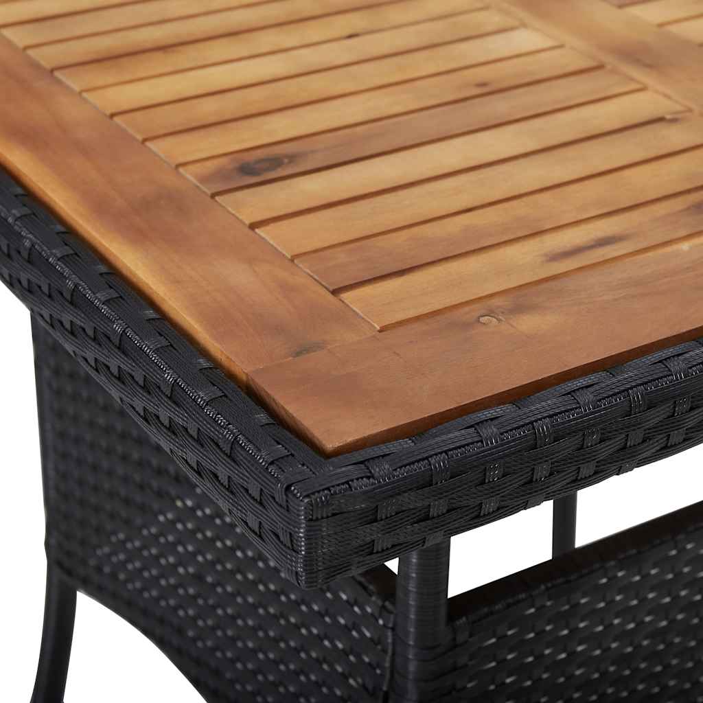 46171 vidaXL Outdoor Dining Table Black Poly Rattan and Solid Acacia Wood