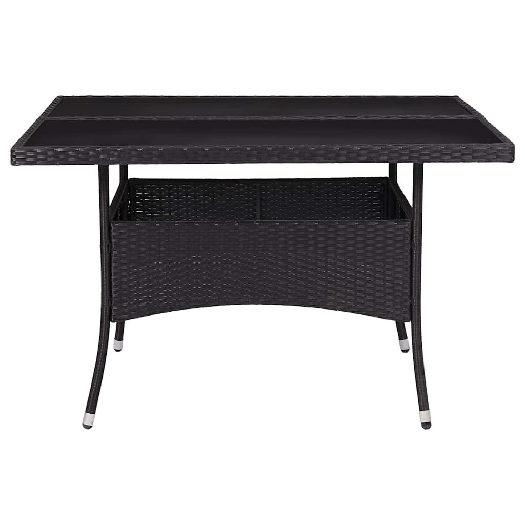 46189 vidaXL Outdoor Dining Table Black Poly Rattan and Glass