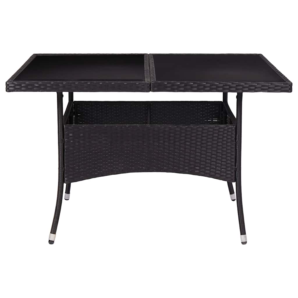 46189 vidaXL Outdoor Dining Table Black Poly Rattan and Glass