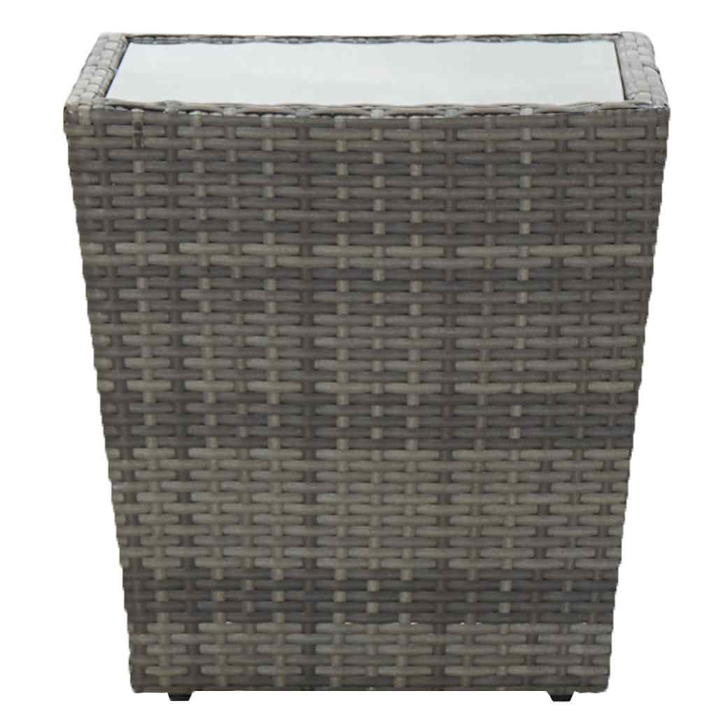 46196 vidaXL Tea Table Grey 41,5x41,5x43 cm Poly Rattan and Tempered Glass