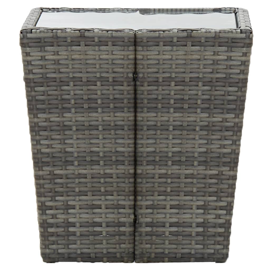 46196 vidaXL Tea Table Grey 41,5x41,5x43 cm Poly Rattan and Tempered Glass