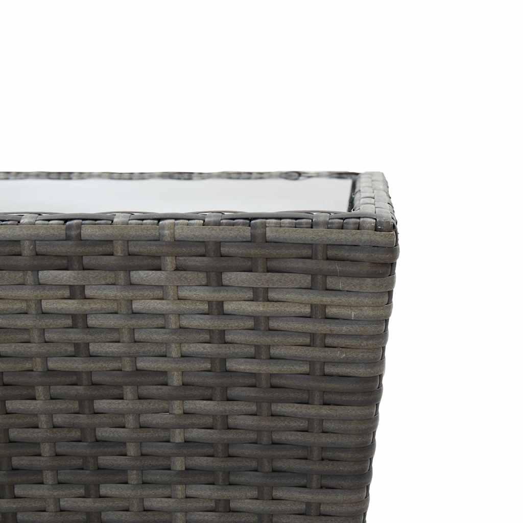 46196 vidaXL Tea Table Grey 41,5x41,5x43 cm Poly Rattan and Tempered Glass