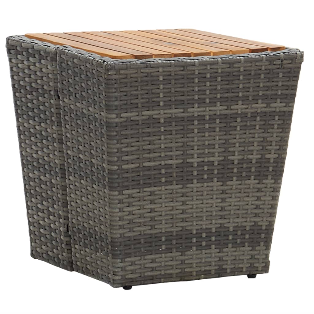 46198 vidaXL Tea Table Grey 41,5x41,5x43 cm Poly Rattan and Solid Acacia Wood