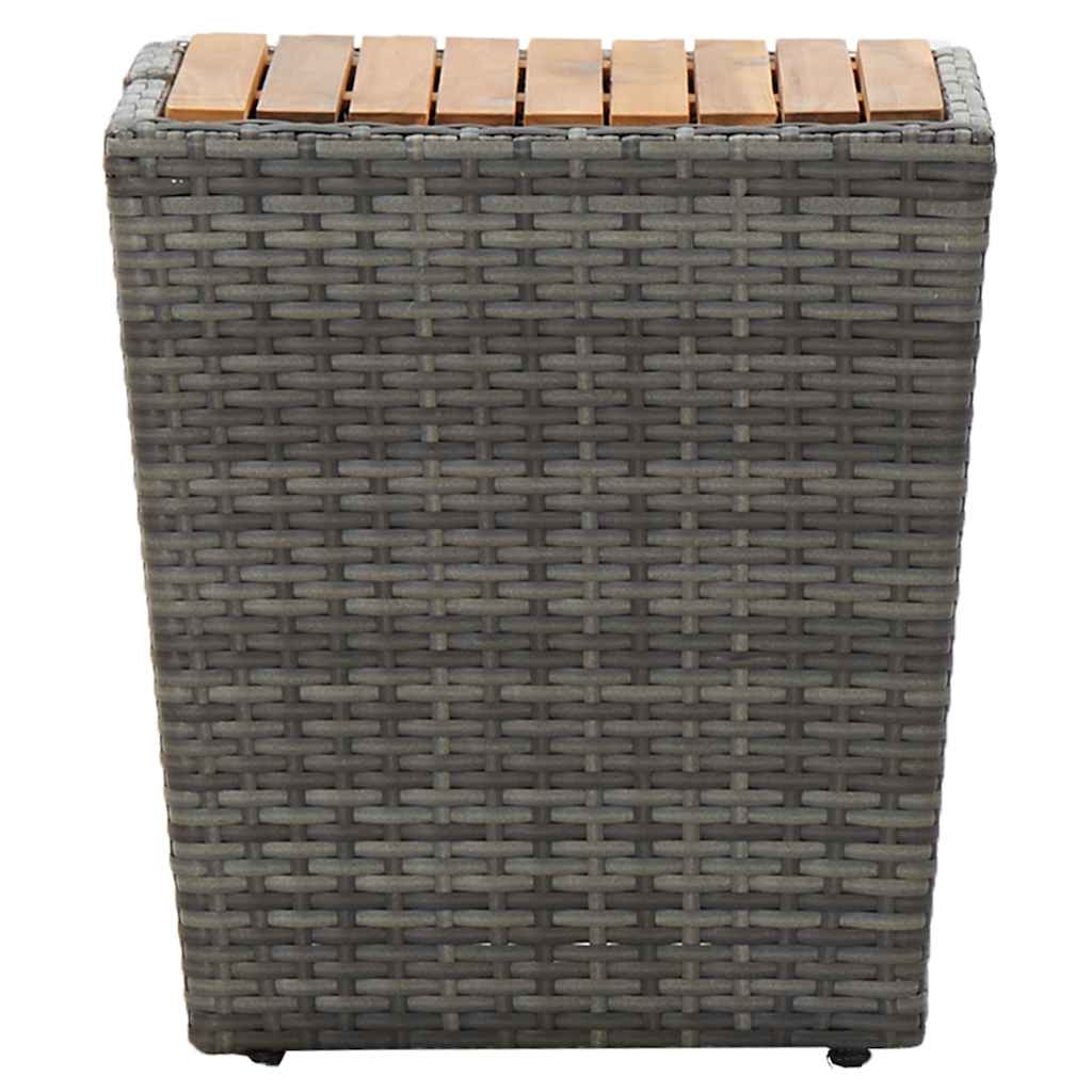 46198 vidaXL Tea Table Grey 41,5x41,5x43 cm Poly Rattan and Solid Acacia Wood