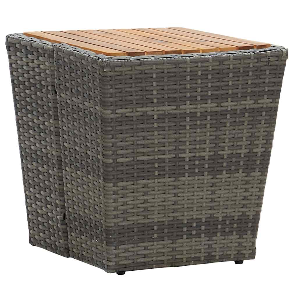 46198 vidaXL Tea Table Grey 41,5x41,5x43 cm Poly Rattan and Solid Acacia Wood