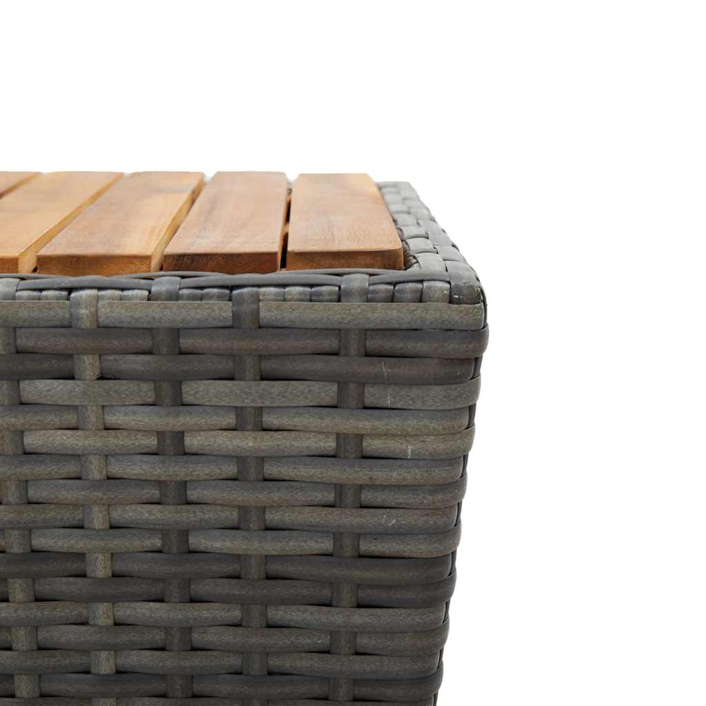 46198 vidaXL Tea Table Grey 41,5x41,5x43 cm Poly Rattan and Solid Acacia Wood