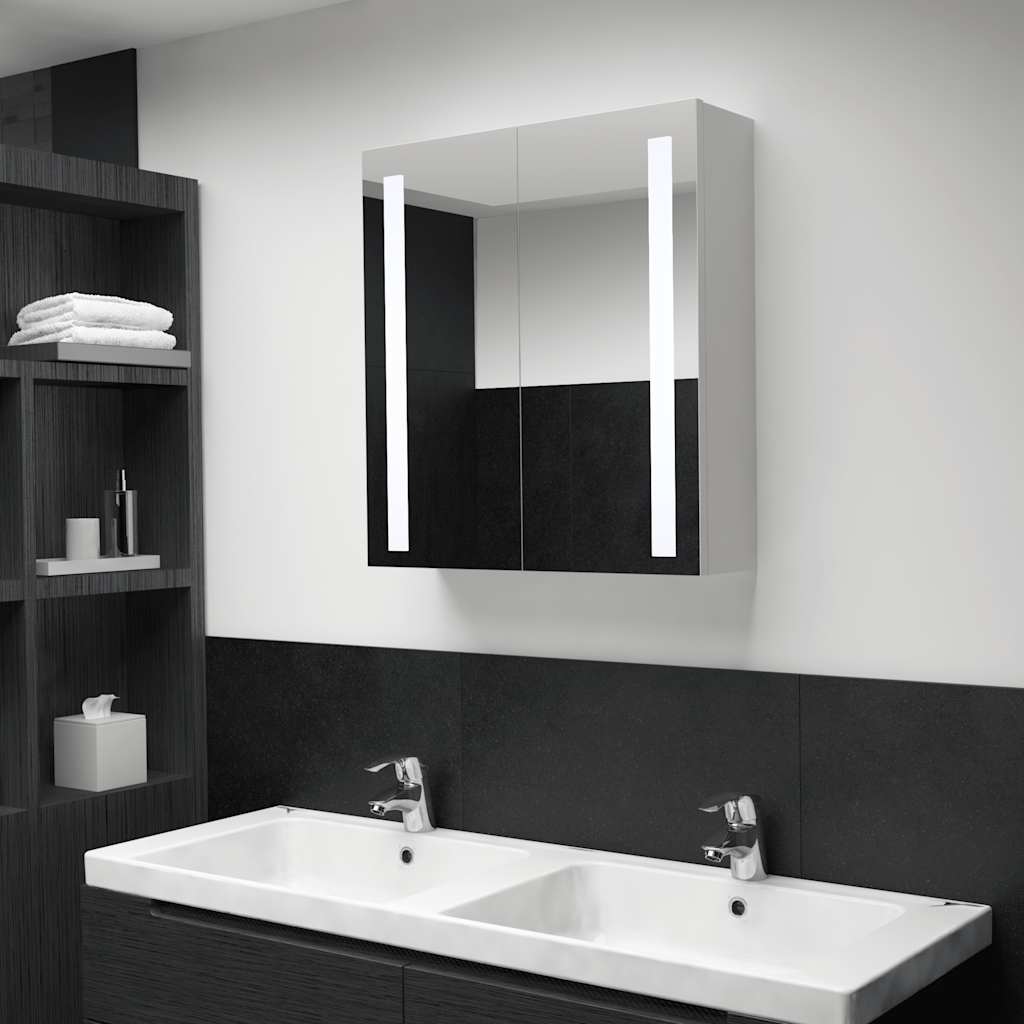 285125 vidaXL LED Bathroom Mirror Cabinet 60x14x62 cm