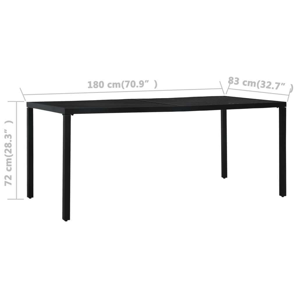 vidaXL Garden Table Black 180x83x72 cm Steel