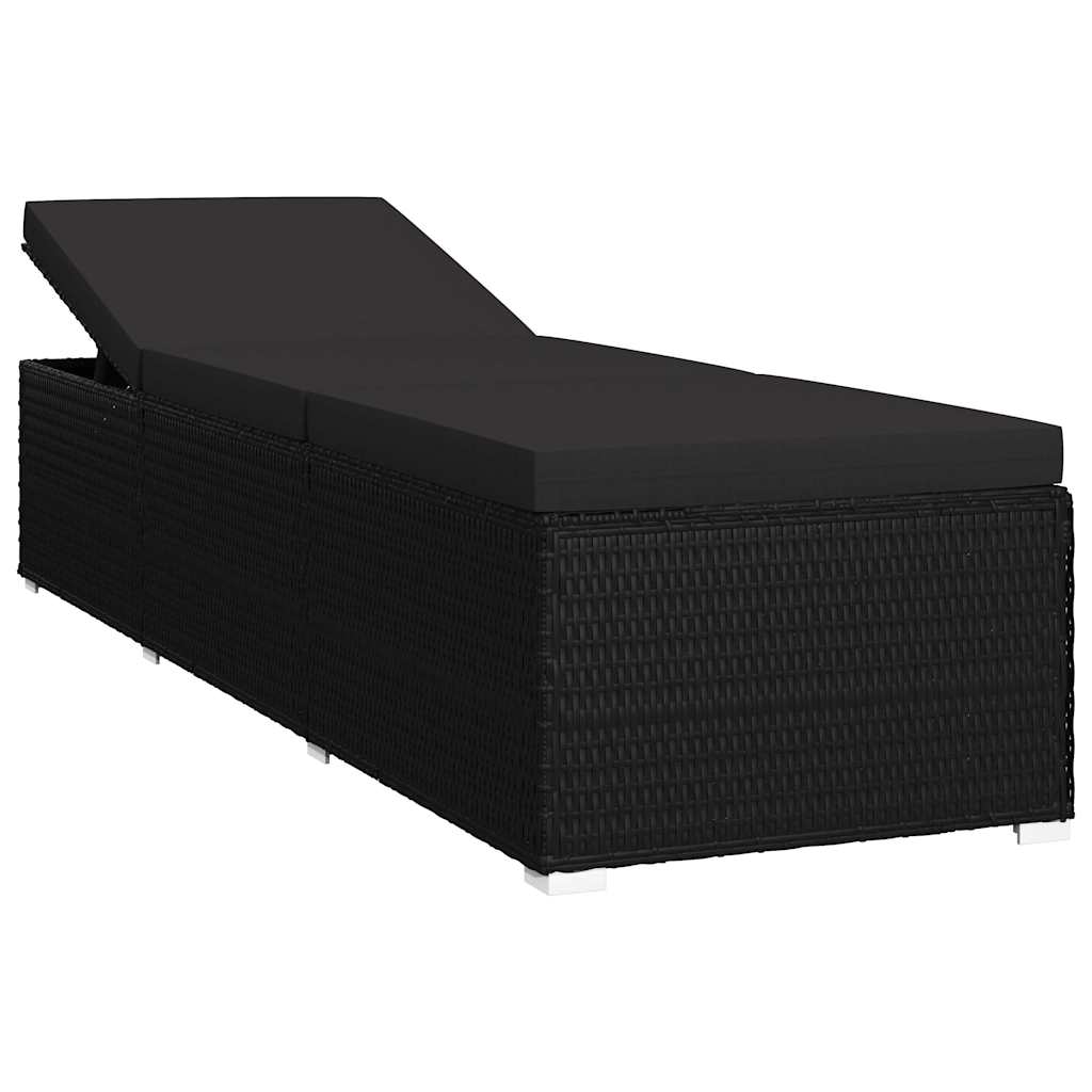 Garden Sunloungers Reclining 3 pcs Black Poly rattan