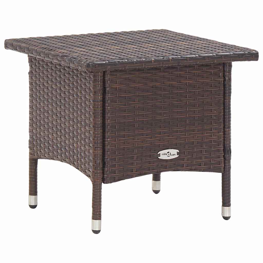 46251 vidaXL Tea Table Brown 50x50x47 cm Poly Rattan