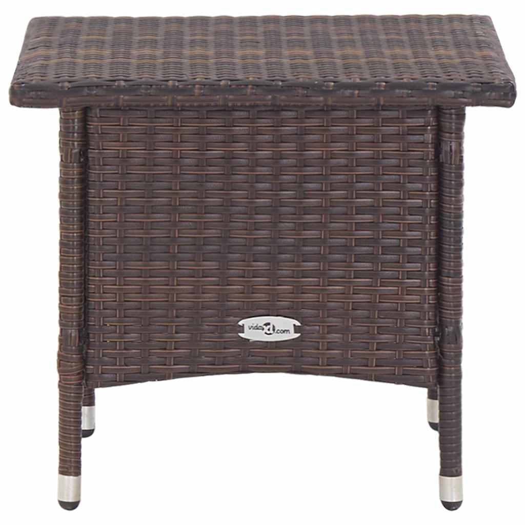 46251 vidaXL Tea Table Brown 50x50x47 cm Poly Rattan