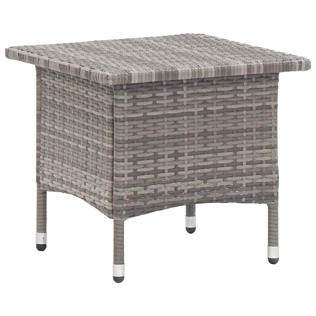 46252 vidaXL Tea Table Grey 50x50x47 cm Poly Rattan