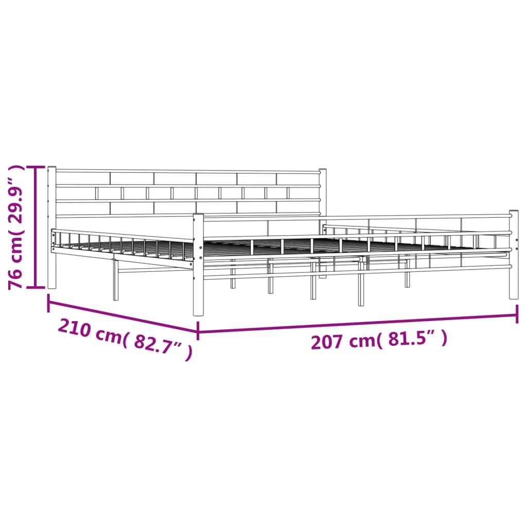 vidaXL Bed Frame without Mattress Black Steel 200x200 cm