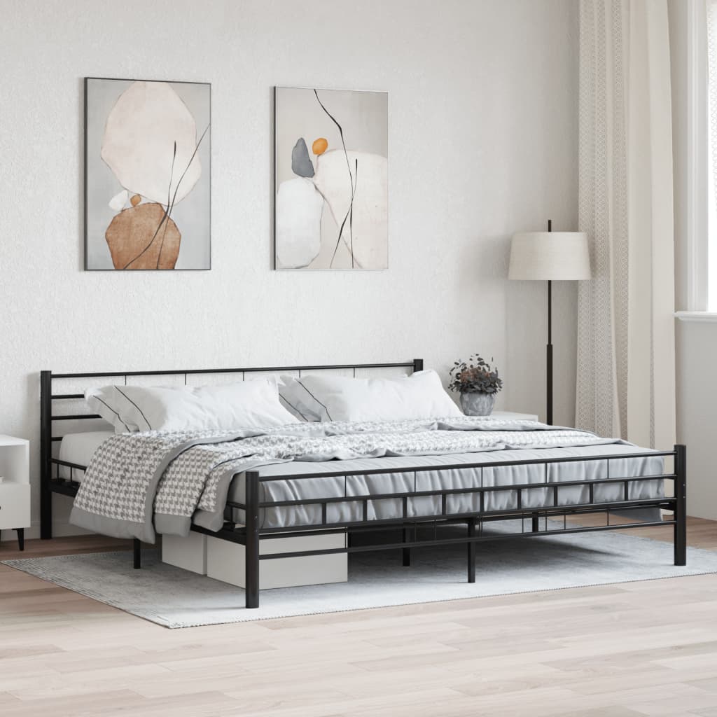 vidaXL Bed Frame without Mattress Black Steel 200x200 cm