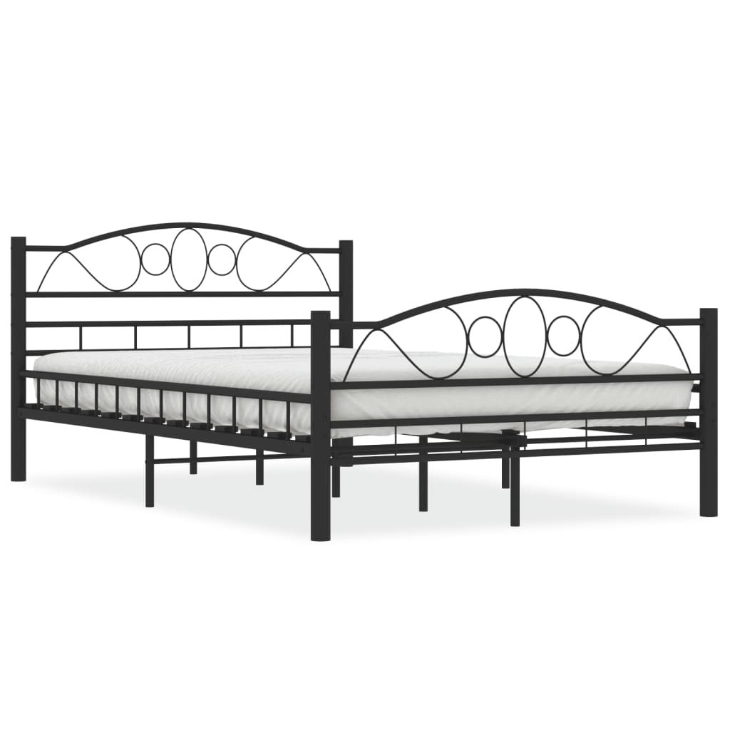 vidaXL Bed Frame without Mattress Black Steel 120x200 cm