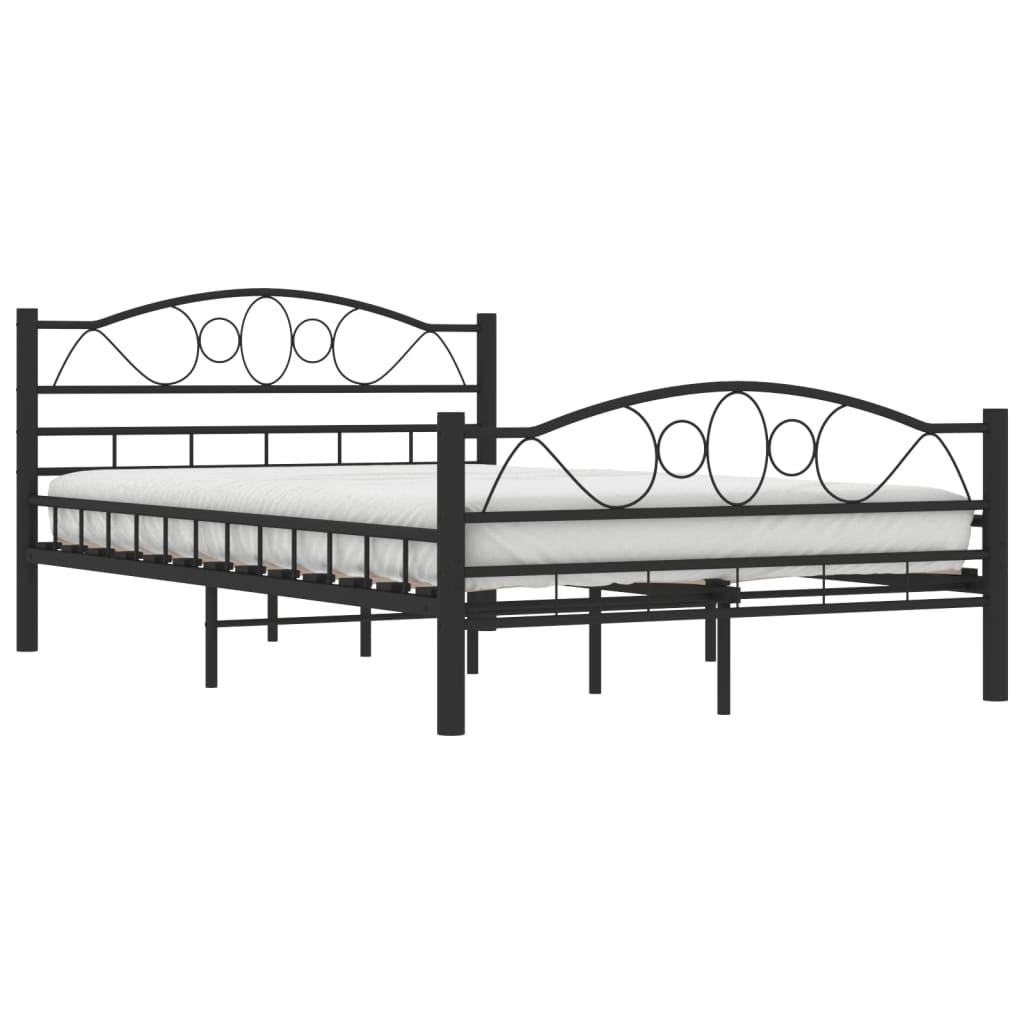 vidaXL Bed Frame without Mattress Black Steel 120x200 cm