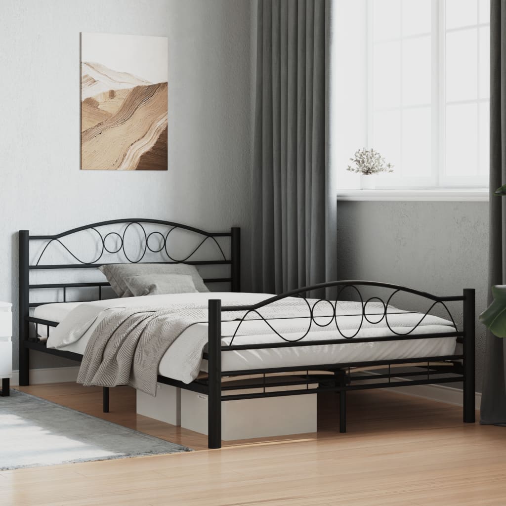 vidaXL Bed Frame without Mattress Black Steel 120x200 cm